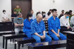 Các bị cáo tại phiên tòa. (Ảnh: Kim Anh/TTXVN)