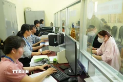 Cán bộ, công chức ở xã Thái Mỹ (Thành phố Hồ Chí Minh) thường xuyên phải tăng ca phục vụ giải quyết hồ sơ hành chính cho người dân. (Ảnh: Hữu Duyên/TTXVN)