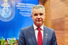 Đồng Bộ trưởng về Ngoại giao và Thương mại Australia Matt Thistlethwaite đã trả lời phỏng vấn của phóng viên Thông tấn xã Việt Nam. (Ảnh: Việt Đức/TTXVN)