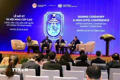 Các đại biểu thảo luận tại Hội thảo cấp cao "Chia sẻ kinh nghiệm và thực tiễn tốt nhất trong việc thu thập chứng cứ điện tử trong điều tra tiền điện tử và rửa tiền." (Ảnh: Tuấn Anh/TTXVN)