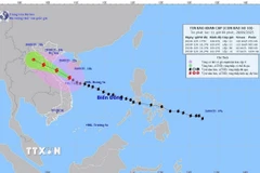 Hướng di chuyển của bão số 10 lúc 14 giờ ngày 28/9. (Ảnh: TTXVN phát)