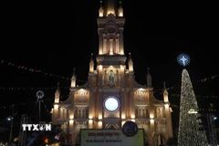 Nhà thờ chính tòa Đà Nẵng được trang hoàng lung linh đón Giáng sinh 2025. (Ảnh: Trần Lê Lâm/TTXVN)