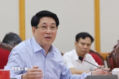 Chủ tịch nước Lương Cường phát biểu tại buổi làm việc của Bộ Chính trị với Ban Thường vụ Tỉnh ủy Cao Bằng. (Ảnh: Lâm Khánh/TTXVN)