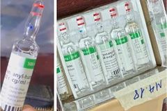 Lọ ma túy chứa chất cực độc fentanyl bị thu giữ. (Ảnh do công an cung cấp)