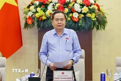 Chủ tịch Quốc hội Trần Thanh Mẫn phát biểu bế mạc phiên họp. (Ảnh: Doãn Tấn/TTXVN)