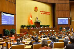 Quốc hội biểu quyết thông qua Nghị quyết Kỳ họp thứ 10, Quốc hội khóa XV. (Ảnh: Doãn Tấn/TTXVN)