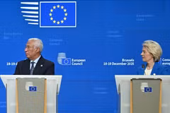 Chủ tịch Ủy ban châu Âu (EC) Ursula von der Leyen (phải) và Chủ tịch Hội đồng châu Âu Antonio Costa. (Nguồn: Aa)