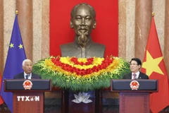 Chủ tịch nước Lương Cường thông báo về kết quả hội đàm. (Ảnh: Lâm Khánh/TTXVN)