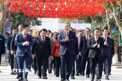 Tổng Bí thư Tô Lâm cùng Đoàn công tác của Trung ương đến Khu Di tích Quốc gia Đặc biệt Kim Liên, tỉnh Nghệ An. (Ảnh: Thống Nhất/TTXVN)