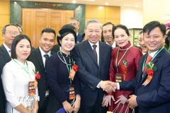 Tổng Bí thư Tô Lâm và các đại biểu. (Ảnh: Thống Nhất/TTXVN)