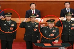 Trương Hựu Hiệp (đứng trước), Phó Chủ tịch Quân ủy Trung ương, đã tuyên thệ nhậm chức ngày 11/3/2023. (Nguồn: Getty Images)