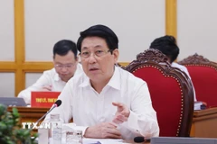 Ủy viên Bộ Chính trị, Chủ tịch nước Lương Cường phát biểu chỉ đạo. (Ảnh: Lâm Khánh/TTXVN)