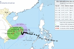 Vị trí và đường đi của bão số 15. (Nguồn: Trung tâm Dự báo Khí tượng Thủy văn Quốc gia)
