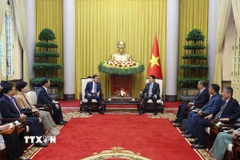 Chủ tịch nước Lương Cường tiếp ông Park Chang Dal, Đặc phái viên của Tổng thống Hàn Quốc. (Ảnh: Lâm Khánh/TTXVN)