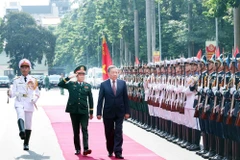 Lễ đón Tổng Bí thư Tô Lâm đến dự Lễ kỷ niệm 80 năm Ngày truyền thống Bộ Tổng Tham mưu Quân đội nhân dân Việt Nam. (Ảnh: Thống Nhất/TTXVN)