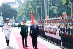 Lễ đón Tổng Bí thư Tô Lâm đến dự Lễ kỷ niệm 80 năm Ngày truyền thống Bộ Tổng Tham mưu Quân đội nhân dân Việt Nam. (Ảnh: Thống Nhất/TTXVN)