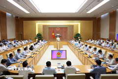 Thủ tướng Lê Minh Hưng làm việc với lãnh đạo Bộ Nông nghiệp và Môi trường. (Ảnh: Dương Giang/TTXVN)