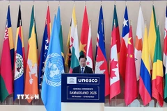 Thứ trưởng Ngoại giao Ngô Lê Văn phát biểu tại Kỳ họp lần thứ 43 Đại hội đồng UNESCO. (Ảnh: TTXVN phát)