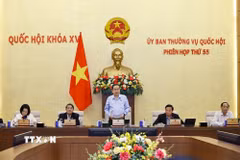 Chủ tịch Quốc hội Trần Thanh Mẫn phát biểu khai mạc Phiên họp thứ 55 của Ủy ban Thường vụ Quốc hội. (Ảnh: Doãn Tấn/TTXVN)