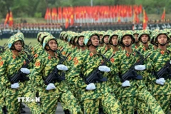 Khối chiến sỹ phòng hóa. (Ảnh: Tuấn Anh/TTXVN)