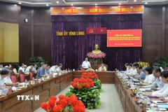 Phó Thủ tướng Trần Hồng Hà và đại diện các bộ, ngành Trung ương đã làm việc với 4 tỉnh Vĩnh Long, Đồng Tháp, Cà Mau, An Giang. (Ảnh: Huỳnh Phúc Hậu/TTXVN)