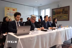 Các đại biểu tham dự hội thảo tại Phái đoàn thường trực Việt Nam tại Geneva. (Ảnh: Ngọc Ánh/TTXVN)