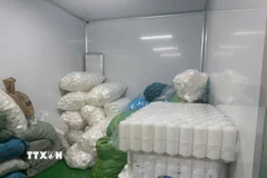 Nguyên liệu sản xuất mỹ phẩm giả. (Ảnh: TTXVN phát)