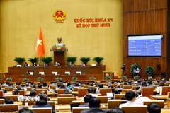 Quốc hội biểu quyết thông qua Luật sửa đổi, bổ sung một số điều của Luật Chuyển giao công nghệ. (Ảnh: Doãn Tấn/TTXVN)