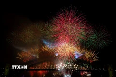 Pháo hoa rực rỡ chào đón năm mới 2026 tại Cầu Cảng Sydney, Australia. (Ảnh: THX/TTXVN)