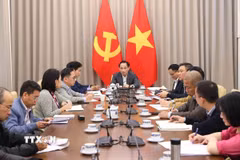 Ông Lê Hoài Trung, Bí thư Trung ương Đảng, Bộ trưởng Ngoại giao chủ trì cuộc họp. (Ảnh: An Đăng/TTXVN)