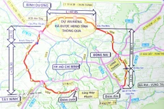 Quy hoạch hướng tuyến dự án đường Vành đai 4 Thành phố Hồ Chí Minh. (Ảnh: Bùi Giang/TTXVN)