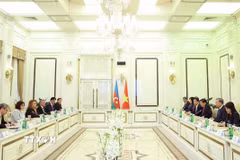 Tổng Bí thư Tô Lâm hội kiến Chủ tịch Quốc hội Azerbaijan Sahiba Gafarova. (Ảnh: Thống Nhất/TTXVN)