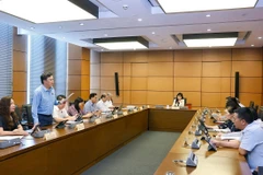 Đoàn đại biểu Quốc hội tỉnh Hà Tĩnh, Hải Dương và Ninh Thuận thảo luận ở tổ. (Ảnh: Doãn Tấn/TTXVN)