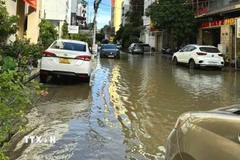 Đường Trần Đại Nghĩa, phường Ninh Kiều, thành phố Cần Thơ bị ngập nước. (Ảnh: TTXVN phát)