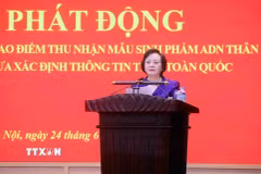 Phó Thủ tướng Phạm Thị Thanh Trà, Trưởng Ban Chỉ đạo Quốc gia về tìm kiếm, quy tập và xác định danh tính hài cốt liệt sỹ phát biểu. (Ảnh: Phạm Kiên/TTXVN)