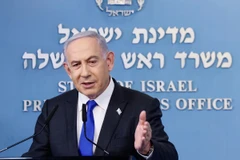 Thủ tướng Israel Benjamin Netanyahu phát biểu tại một cuộc họp báo ở Jerusalem. (Ảnh: THX/TTXVN)