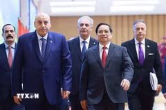 Thủ tướng Phạm Minh Chính hội kiến Chủ tịch Hạ viện Vương quốc Hashemite Jordan Mazen Turki El Qadi. (Ảnh: Dương Giang/TTXVN)