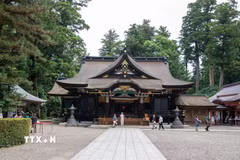 Điện chính đền Katori Jingu - một trong ba ngôi đền Thần đạo quan trọng và lâu đời nhất Nhật Bản. (Ảnh: Xuân Giao/TTXVN)