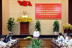 Ông Trần Cẩm Tú, Ủy viên Bộ Chính trị, Thường trực Ban Bí thư làm việc tại Quảng Nam. (Ảnh: Trần Tĩnh/TTXVN)