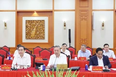 Tổng Bí thư Tô Lâm chủ trì cuộc làm việc của Bộ Chính trị với Ban Thường vụ Đảng ủy Mặt trận Tổ quốc, các đoàn thể Trung ương. (Ảnh: Thống Nhất/TTXVN)
