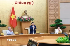 Thủ tướng Phạm Minh Chính chủ trì Phiên họp Chính phủ chuyên đề về xây dựng pháp luật tháng 8 năm 2025. (Ảnh: Dương Giang/TTXVN)