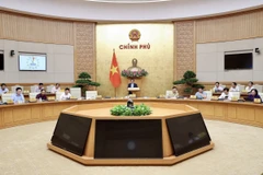 Thủ tướng chủ trì Phiên họp Chính phủ chuyên đề về xây dựng pháp luật tháng 6 năm 2025. (Ảnh: Dương Giang/TTXVN)