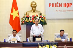 Chủ tịch Quốc hội Trần Thanh Mẫn, Chủ tịch Ủy ban dự thảo sửa đổi, bổ sung một số điều của Hiến pháp năm 2013 phát biểu. (Ảnh: Doãn Tấn/TTXVN)