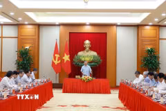 Tổng Bí thư, Chủ tịch nước Tô Lâm chủ trì cuộc làm việc về Đề án đổi mới mô hình phát triển đất nước. (Ảnh: Thống Nhất/TTXVN)