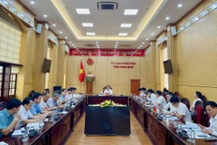 Buổi làm việc của Văn phòng Ban Chỉ đạo Nhà nước các chương trình, công trình, dự án quan trọng quốc gia, trọng điểm ngành năng lượng với Ủy ban Nhân dân tỉnh Ninh Bình về Dự án đường dây 500/220kV Nho Quan-Phủ Lý-Thường Tín. (Nguồn: EVNNPT)