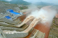 Khu vực đập chính thủy điện Lai Châu. (Ảnh: Quốc Khánh/TTXVN)