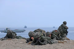 Lực lượng Thủy quân lục chiến Hàn Quốc tham gia một cuộc tập trận. (Ảnh: Yonhap/TTXVN)