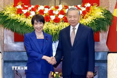 Tổng Bí thư, Chủ tịch nước Tô Lâm tiếp Thủ tướng Nhật Bản Takaichi Sanae. (Ảnh: Thống Nhất/TTXVN)