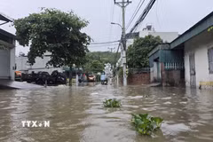 Mưa lớn gây ngập lụt diện rộng tại nhiều địa phương thuộc tỉnh Quảng Ninh. (Ảnh: Thanh Vân/TTXVN)