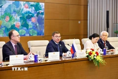 Phó Chủ tịch thứ nhất Hội đồng Liên bang, Quốc hội Liên bang Nga Vladimir Vladimirovich Yakushev phát biểu. (Ảnh: Doãn Tấn/TTXVN)